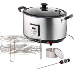 ONVAYA® Räuchertopf elektrisch<br><br> Produktbild ONVAYA® Räuchertopf elektrisch: Edelstahl, verschiedene Garstufen, Elektrischer Räucherofen für Kalträuchern und Heißräuchern. Silber und schwarz.