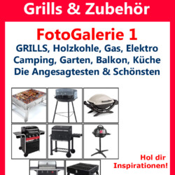GRILLS, Holzkohle, Gas, Elektro<br><br> Infografik Fotoalbum Grillen Galerie 1 GRILLS. Campinggrills, Gartengrills, Standgrills, Tischgrills, Rundgrills, Grillwägen für Gas, Holzkohle und Elektro