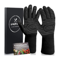 AMZBBQ® Premium Grillhandschuhe, hitzebeständig<br><br> Produktbild AMZBBQ® Premium Grillhandschuhe, hitzebeständige Backhandschuhe bis 500 Grad, extra lange Ofenhandschuhe, Topfhandschuhe für Küche & Grill, feuerfest, Größe L/XL