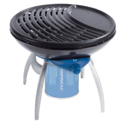 CAMPINGGAZ Camping & Party Gasgrill<br><br> Produktbild CAMPINGAZ Party Grill: Kleiner Grill für Camping, Festivals oder Picknick, Camping-Grill mit flexiblen Kochmöglichkeiten, Gaskocher mit antihaftbeschichteter Grillplatte und Topfträger