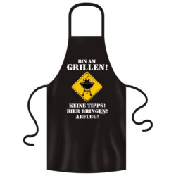 RAHMENLOS® Grillschürze "Bin am Grillen"<br><br> Bild RAHMENLOS® Grillschürze "Bin am Grillen, keine Tipps, Bier bringen, Abflug" Männergeschenke Foto