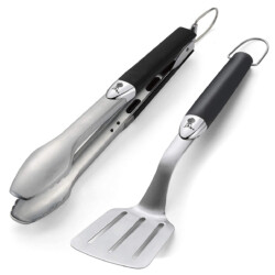 Weber Grillbesteck Kompakt 2-teilig<br><br> Produktbild Weber 6645 Grillbesteck Kompakt 2-teilig, Zange und Wender, Edelstahl, schwarz
